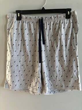 NWT Nautica Men's XL Heather Grey Knit Sailboat Print Pajama Lounge Shorts with